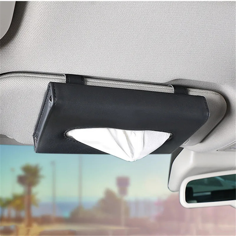 Soft Leather Car Tissue Box Car Sun Visor Type Block Hanging Container Towel Napkin Holder Paper Rack Organizer Storage Bag 251029