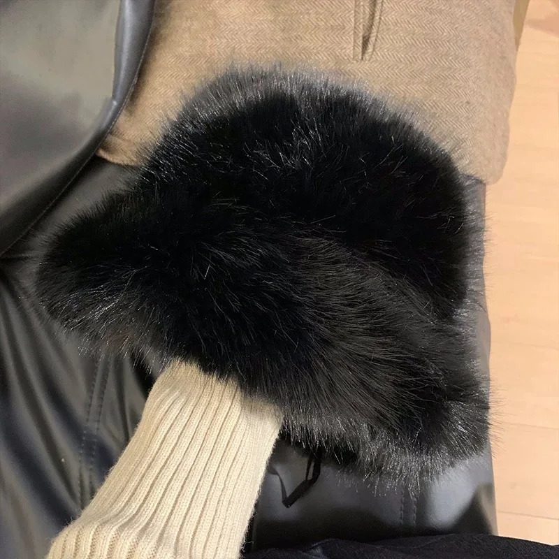 Fluffy Faux Fur Bucket Hat Rabbit Warm Thick Plush Winter Hat Lady Fashion y Panama Furry Fisherman Cap Y2k 251013