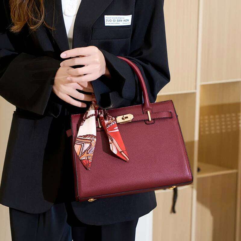 Show Handbag with Scarf Decor and Metal Clasp High Quality for Evening Parties Banquets