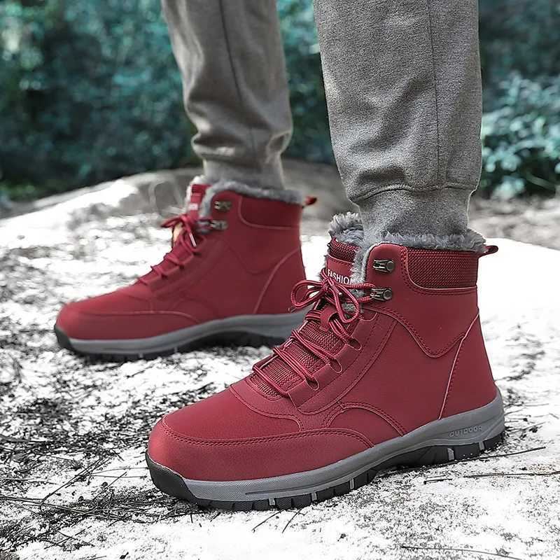 Snow Boots for Men Casual Winter Shoes Platform Nonslip Warm Fur Ankle Boots Plush Combat Outdoor Hiking Motorcycle Boots Z251029