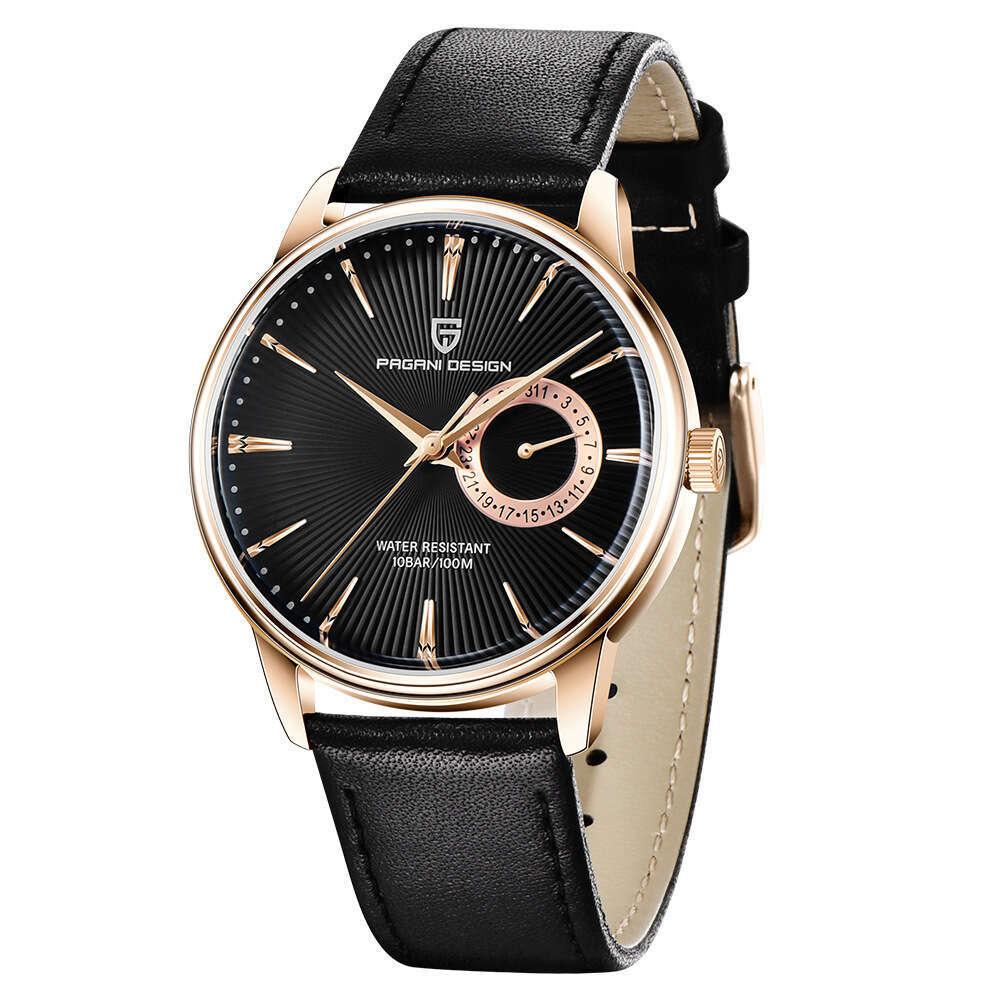 PAGANI DESIGN Men's Watch Leather Strap Simple Design Calendar Day Small Pointer PD-1654