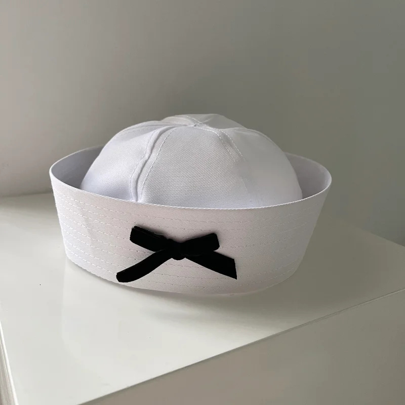Korean Bow Knot Cute Pink Sailor Hat Flip Eaves Versatile Sweet Girl Spring and Summer JK Beret Dome Fashion Womens Cap 251029