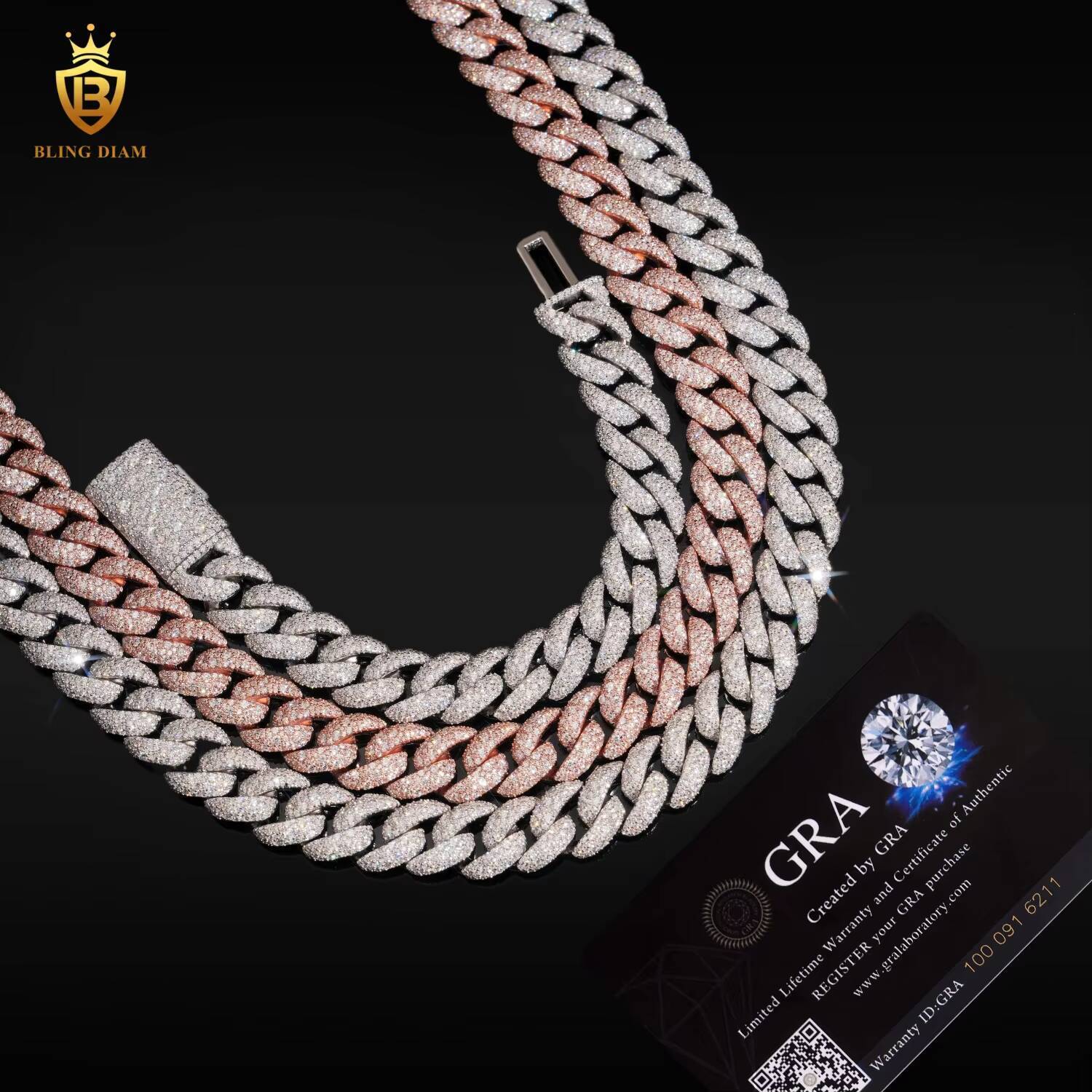 In Stock HipHop Style 14mm S925 Silver Moissanite Cuban Chain Pass Diamond Tester Iced Out Moissanite Necklace Cuban Link Chain