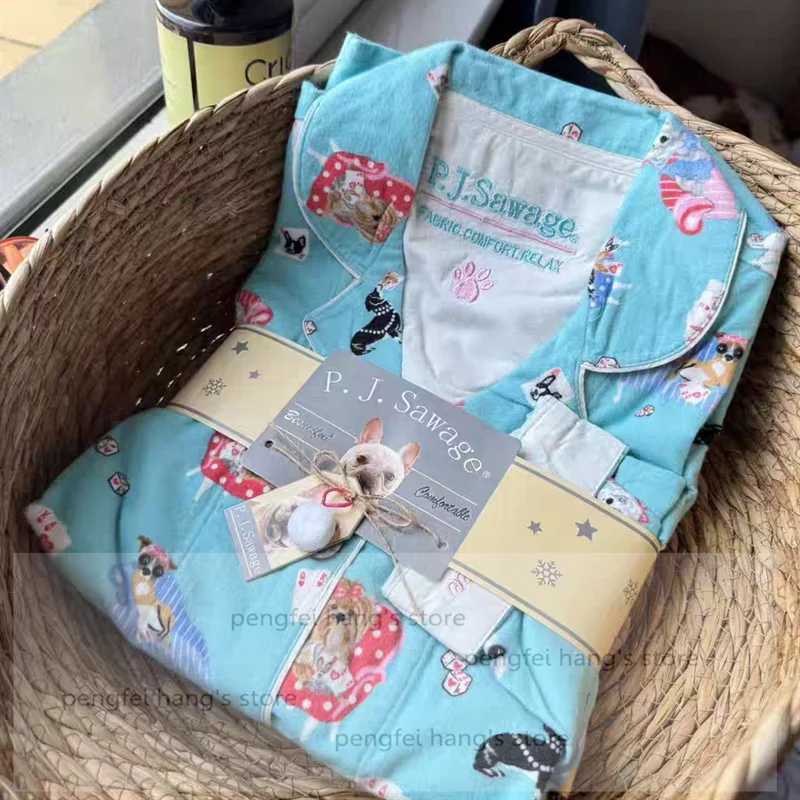 2025 New Pajamas Suit Cotton 2 Piece Set Women Print Cartoon Nightwear Long Sleeve Trousers Set Autumn Loungewear Home ClothesT251029