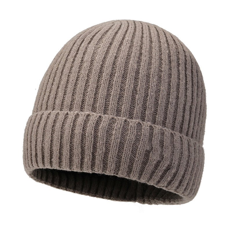 Winter Men's Knitted with Fleece Lining, Warm Solid Color Knit Trendy Ear Protection Hat, Cold-Proof Cycling Pullover Hat