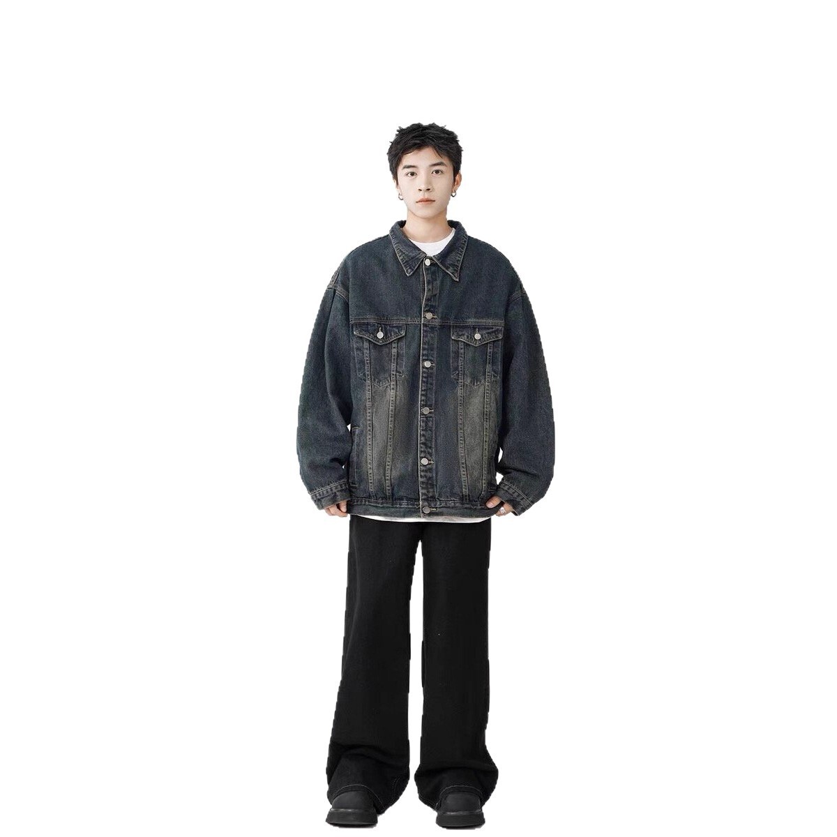 American Style 2025 Denim Jacket For Designer Jacket Men Spring And Autumn New Trendy Brand High-end Feel Washed And Distressed, Loose Casual Versatil