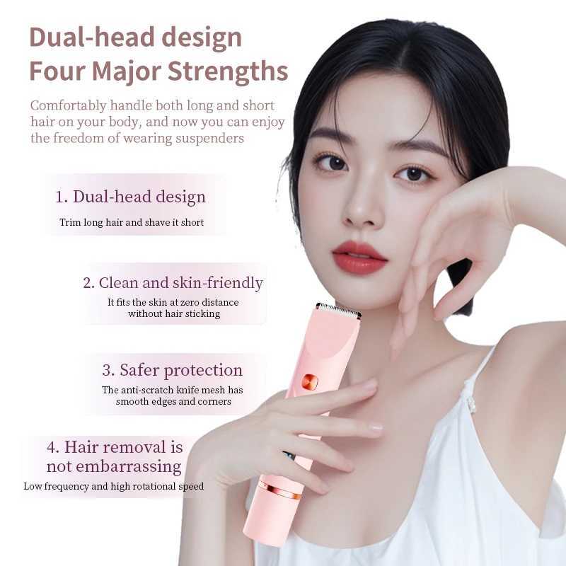 Portable 2 In 1 Painless Shaving Knife Lady Private Part Hair Shaver Trimmer Epilator Bikini Trimmer Electric Razors J251117
