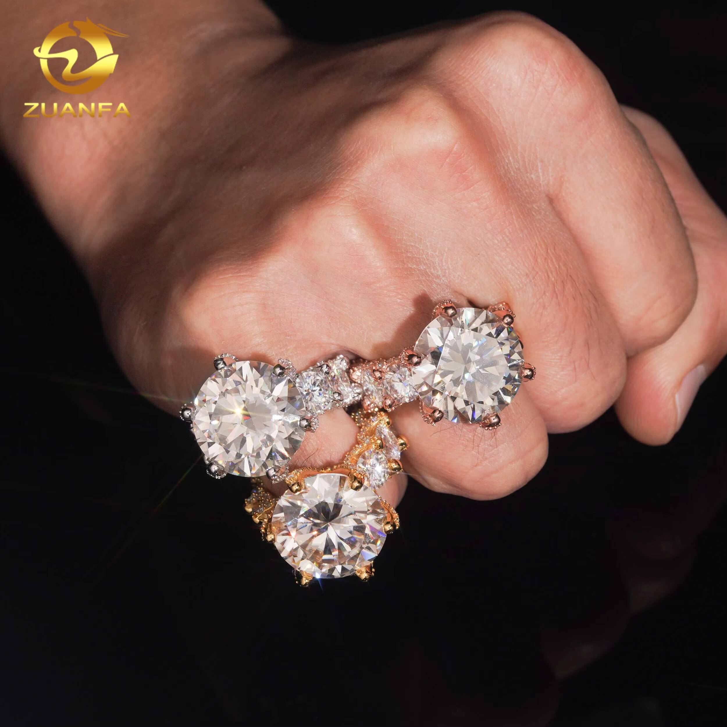 Luxury Big Size 20carat Brilliant Cut Moissanite Pass Diamond Test 925 Sterling Silver Gold Plated Wedding Engagement Ring