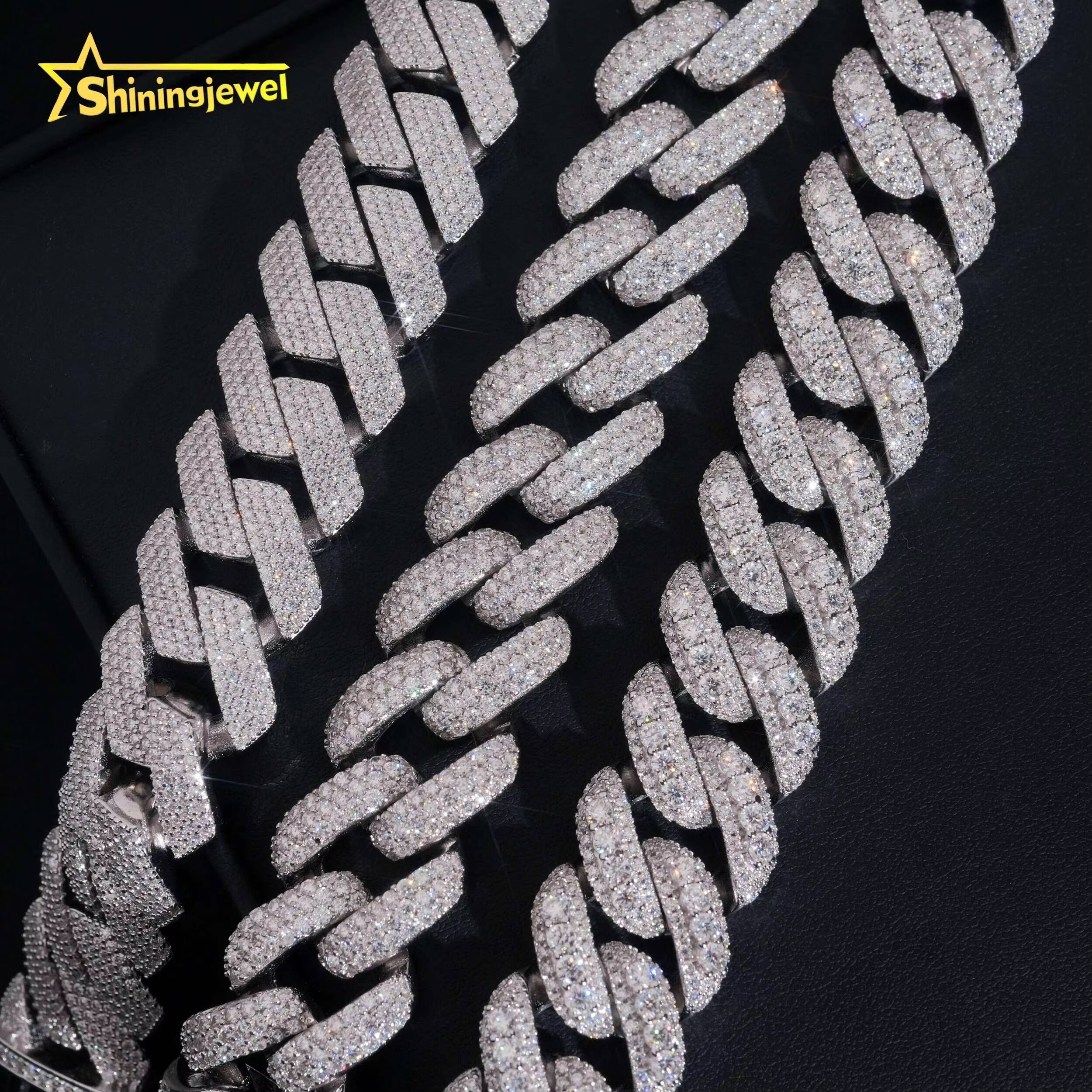 Mens Cuban Bracelet Sterling Silver 925 Luxury Gold Plated VVS GRA Moissanite Pass Diamond Test Hip Hop Cuban Link Chain