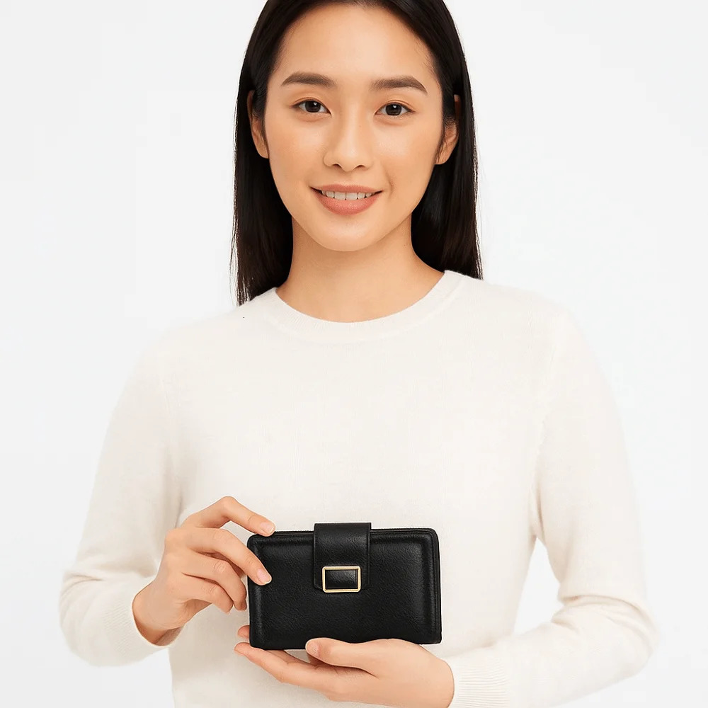 Fashion PU Multiple Card Positions Wallet Ultra Slim Minimalist Coin Purse Solid Color Causal Handheld Bag Lady 251029