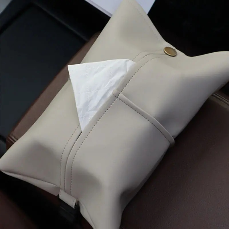 Car Tissue Box Leather Car Center Console Armrest Napkin Box Sun Visor Backseat Tissue Case Car mounted paper box tissue box 251029