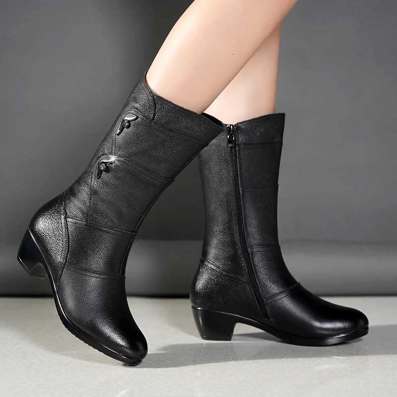 New Winter Elegant Fashion Chunky Midcalf Boots Round Head Sexy Comfortable Side Zipper Fashion Womens Knight Boots Z251029