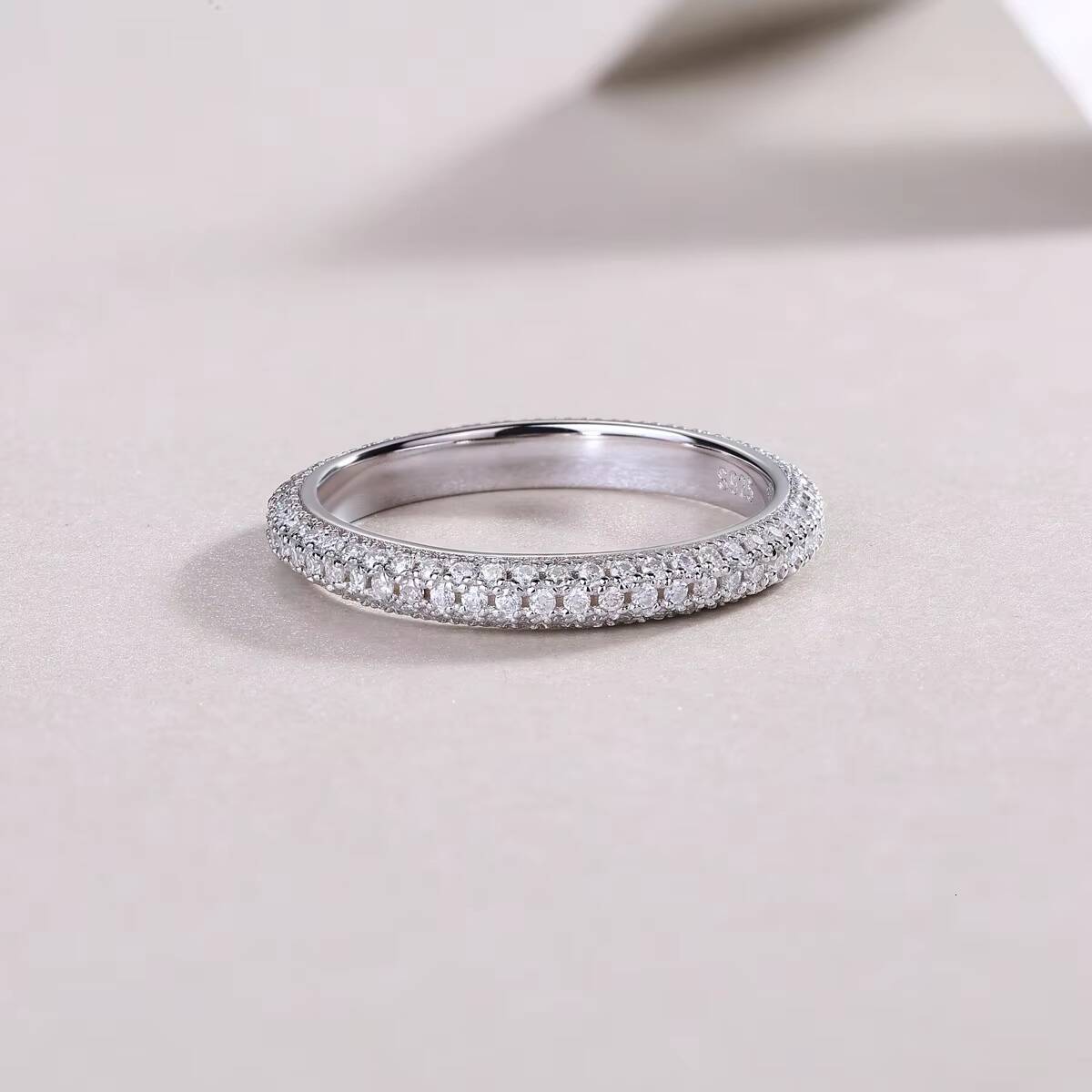 Customizable 3Row Moissanite Eternity Wedding Ring High Quality 14K18K Plating Gold Luxury Brilliant Cut Silver Jewelry Women