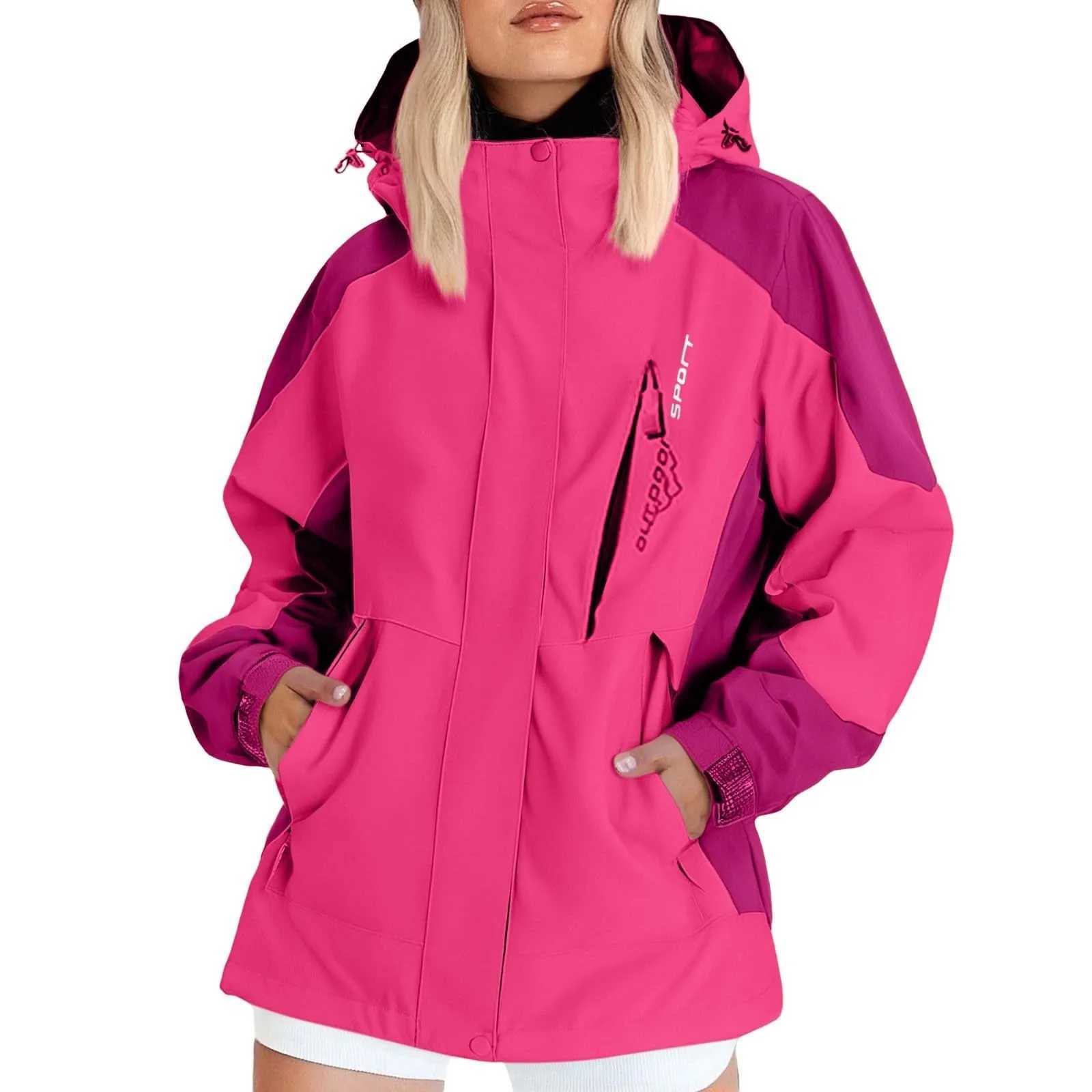 Autumn Womens Fashion Hiking Jacket Longsleeved Hooded Coat Outdoor Waterproof Windproof Thin Mountaineering Jacket Coat J2510291