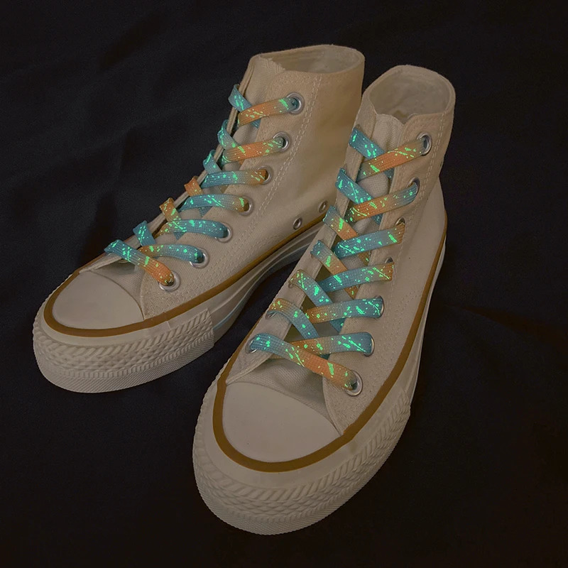 1 Pair Luminous Shoe Laces Glowing Fluorescent Shoelaces For Sneakers Flat Lace Shoes Boot Shoelace Splash ink Shoestrings 251029