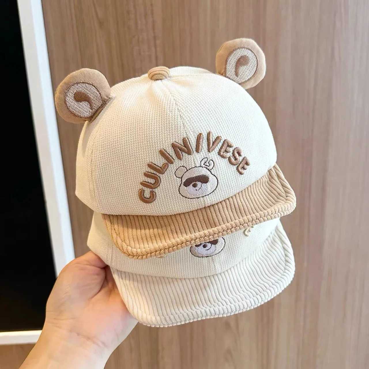 Autumn Winter Baby Baseball Cap Cartoon Warm Corduroy Hat for Toddler Boy Girl Cute Bear Ear Duck Tongue Caps251028