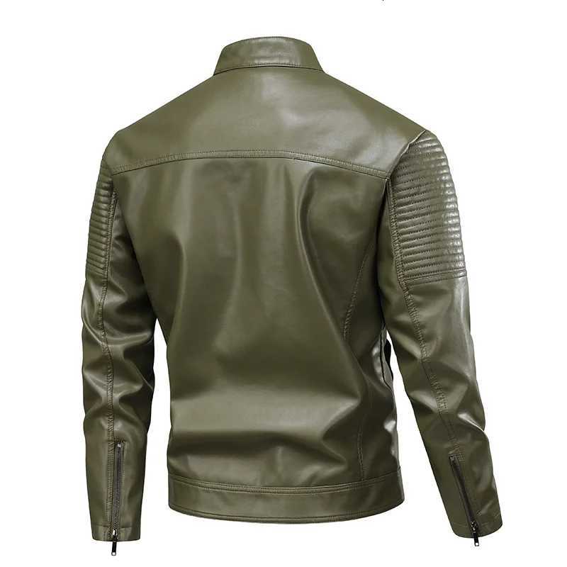Mens Casual Biker PU Leather Jacket Autumn New Fashionable Outerwear European Style Motorcycle Leather CoatT251029