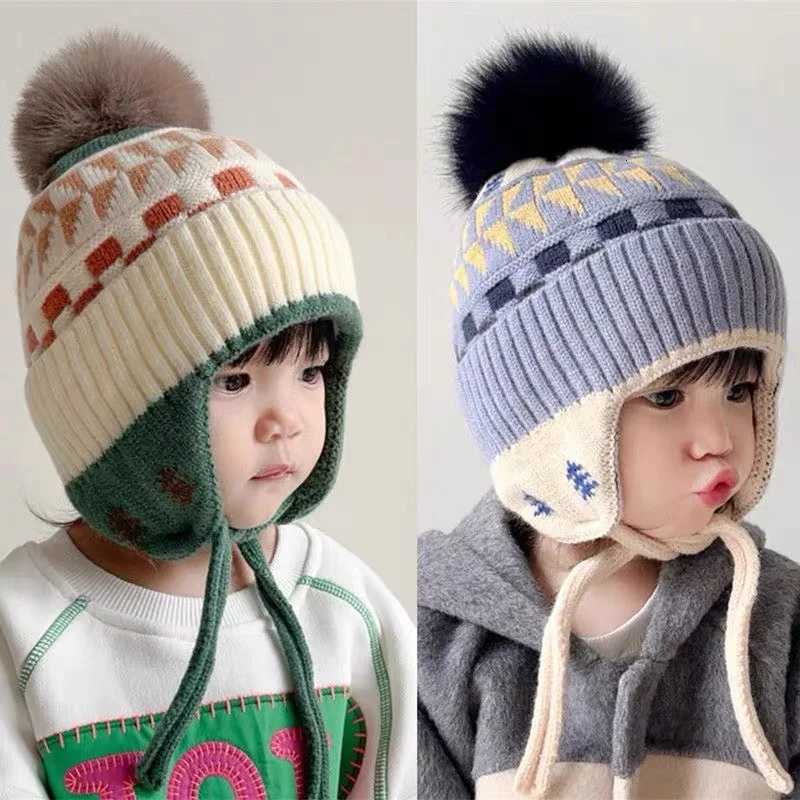 Kids Winter Fleece Hat Cute and Warm Toddler Knitted Earmuffs Soft Newborn Hat Koreanstyle Warm Student Beanie MINISO251028