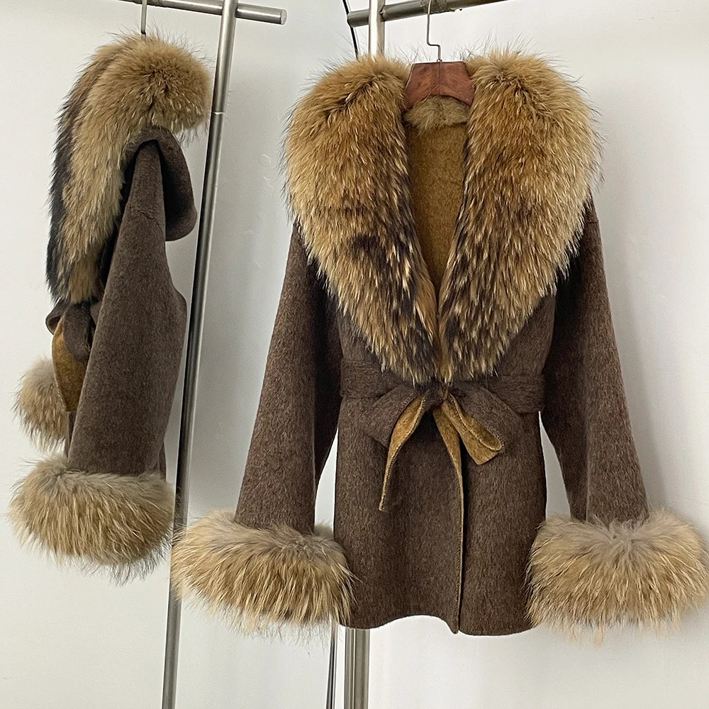 Wool Coat Fur Removable Spring Real Fox Women Winter y Natural Woolen Jacket Long Sleeve Ladies Streewear 251028