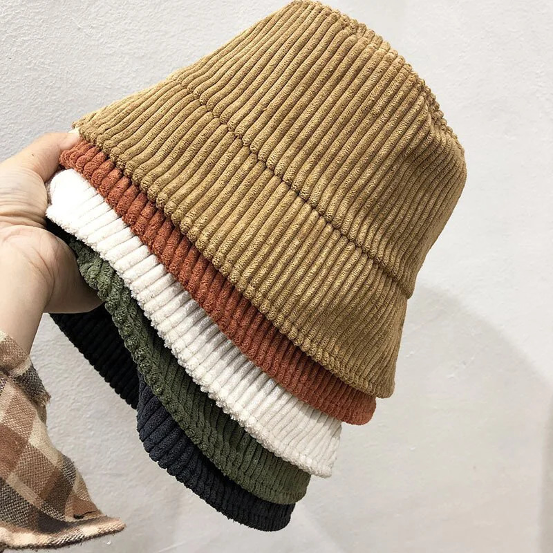 Corduroy Bucket Hat Spring Autumn Solid Color Women Men Fisherman Hats Hip Cap Foldable Bob u Panama Fishing Cap Gorras 251029
