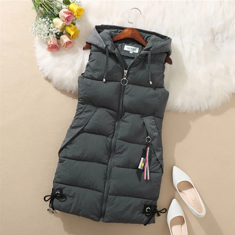 UHYTGF 3XL Loose Size Vest Women Down Jacket Winter Outewear Sleeveless Vest Female Autumn Down Cotton Hooded Warm Waistcoat 890 251029
