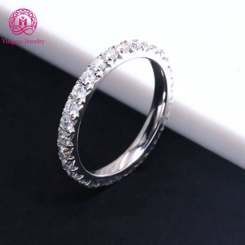 18mm Round Brilliant Cut Colorless Moissanite Diamond Ring Solid 14K Real White Gold Lab Grown Diamond Eternity Band Ring