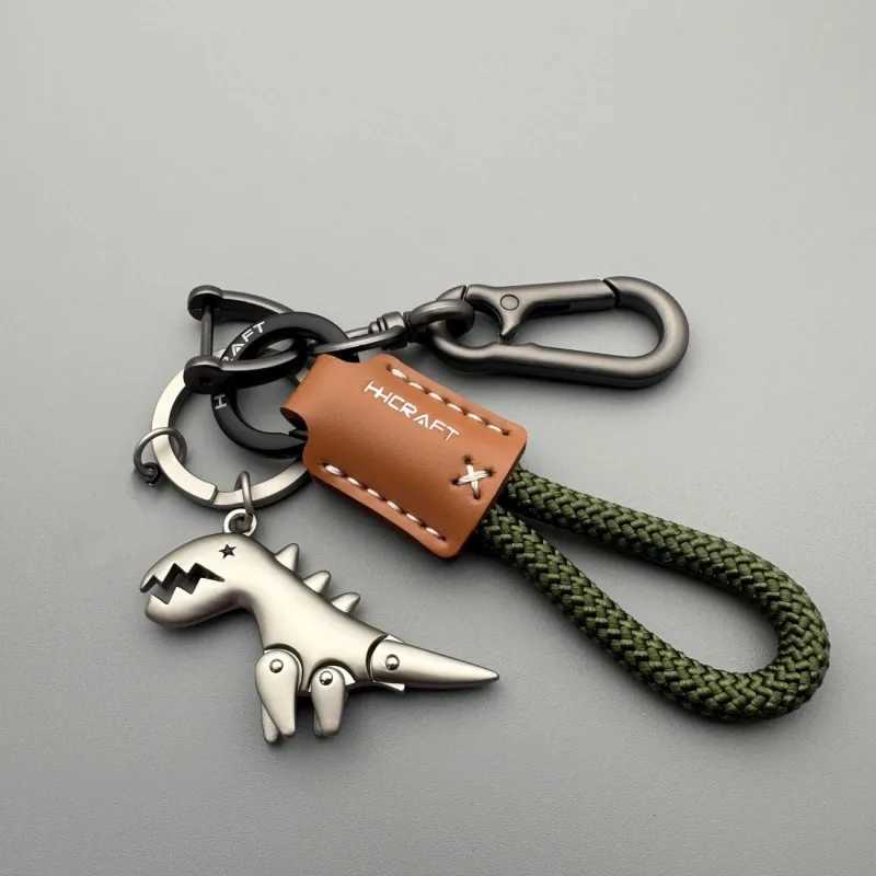Motorcycle Decoration Accessories and Car Keychain Single Leather Woven Rope Metal Keychain Handbag Pendant Small GiftW251029