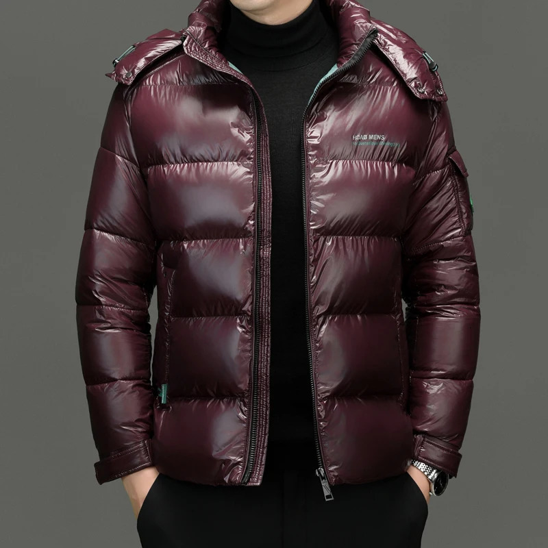 Winter Men Down Jacket Fashion Glossy Waterproof Short Down Jacket High Quality Male Lightweight Snowski White Duck Down Parka 251028