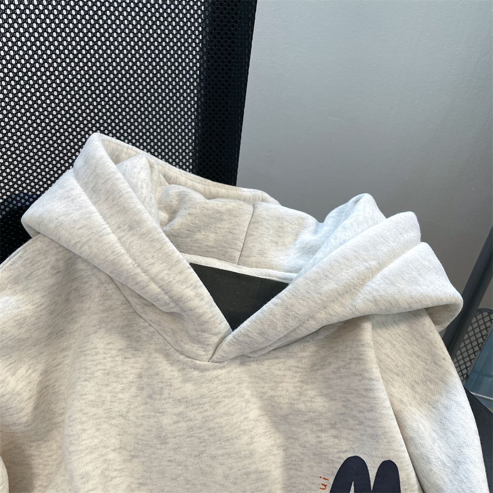 Autumn and Winter Wool Lining Thickened Designer Fashion Women's Hoodie Lazy Style High Street Heavyweight Couple Set Jacket