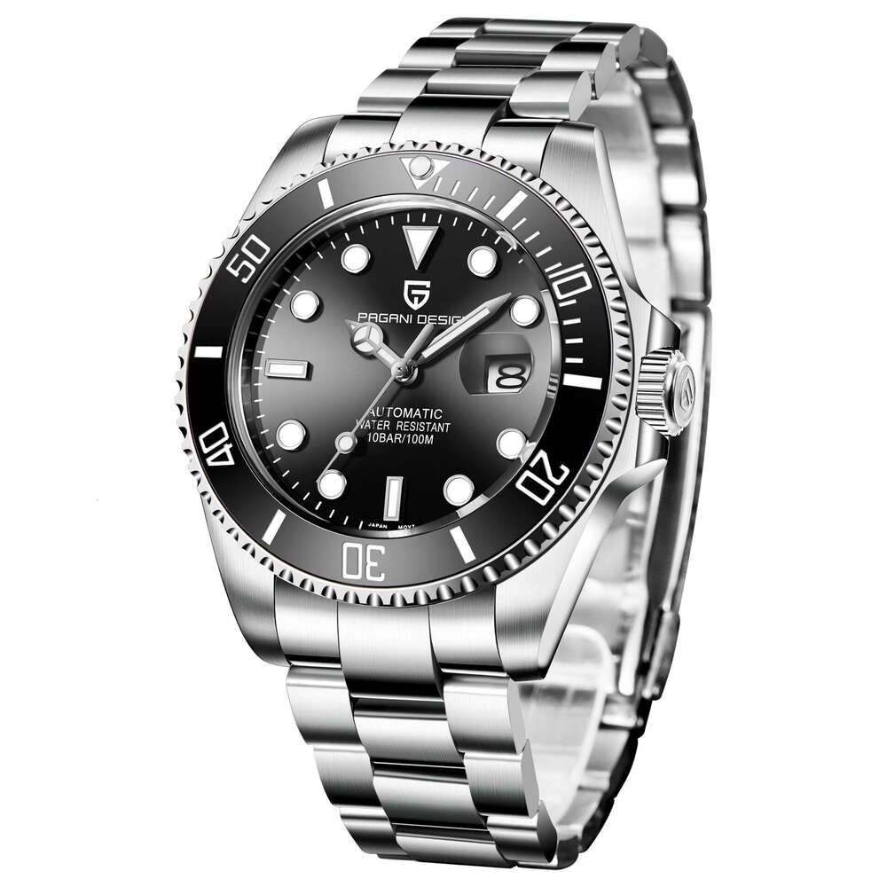 pagani design green water ghost luminous spiral crown transparent bottom mens mechanical watch pd1639