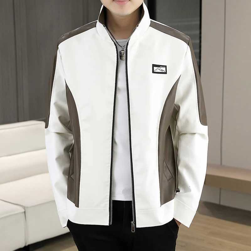A new stylish and trendy lapel PU leather jacket for men in autumn and winter a highquality windproof and versatile jacketT251029