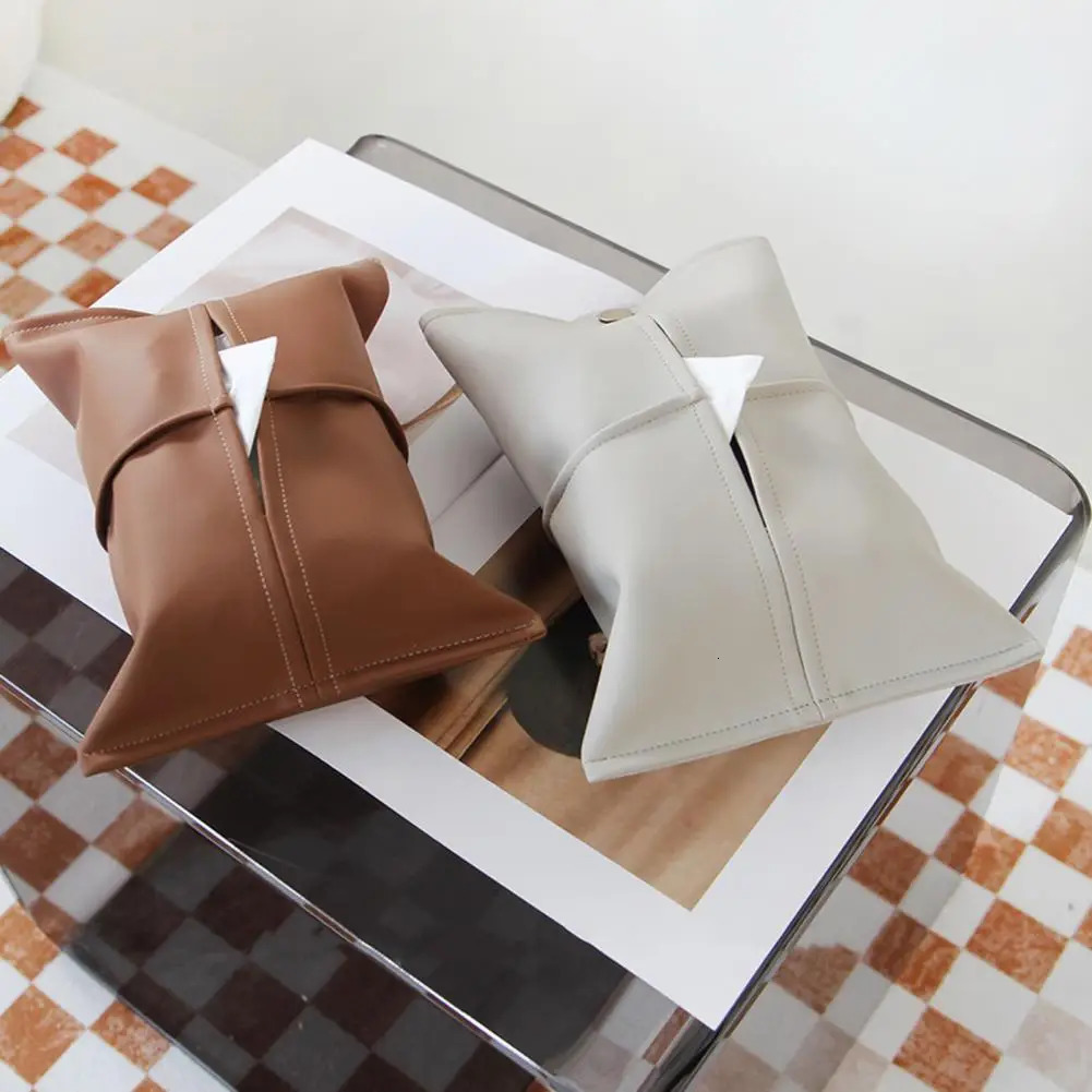 Car Tissue Box Leather Car Center Console Armrest Napkin Box Sun Visor Backseat Tissue Case Car mounted paper box tissue box 251029