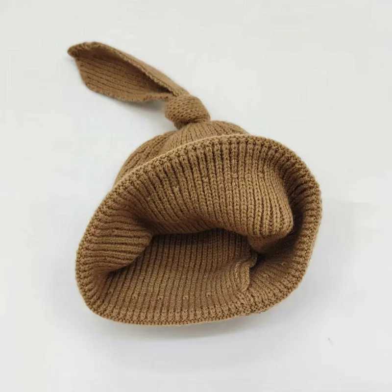 Cartoon Bear Baby Beanie Soft Woolen Toddler Knitted Hat Autumn Winter Warm Newborn Skullies Cap Solid Color Kids Crochet Bonnet251028