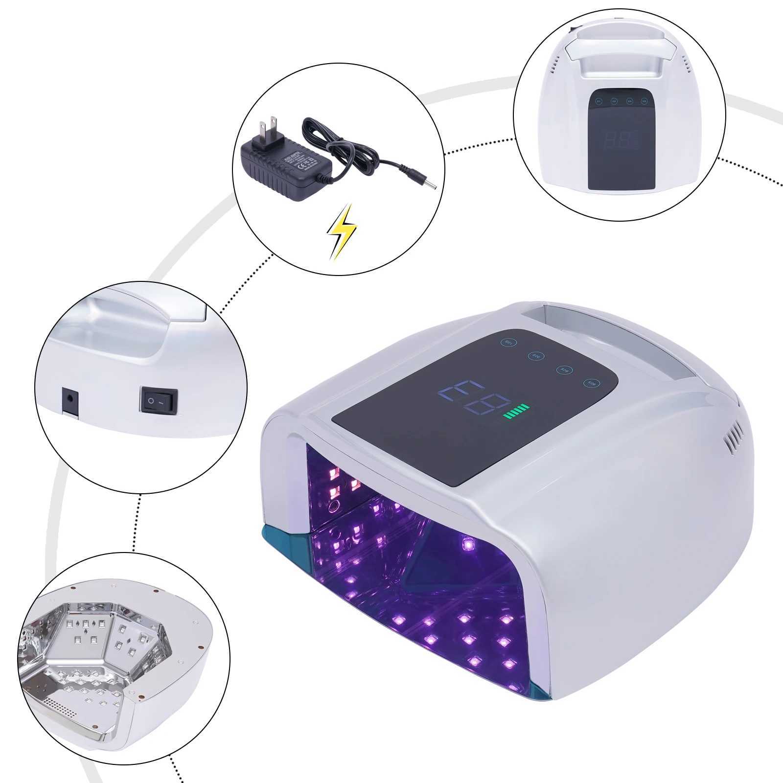Nail Dryer 96W 42Bead Professional Rechargeable UV LED Portable Cordless Nail Lamp Machine with Removable Stainless Steel J251115