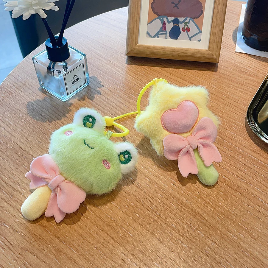Star lollipop plush pendant frog doll soft filler doll couple keychain accessories school bag pendant ornament gift 251029