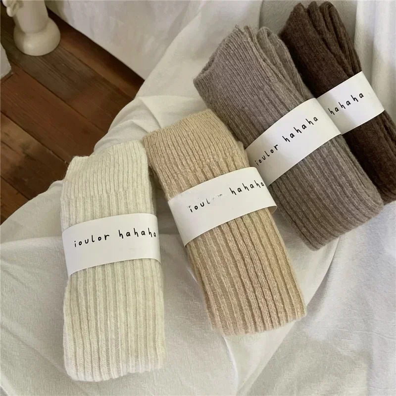 Women Long Socks Cashmere Women Boot Solid Wool Thigh Stocking Skinny Casual Cotton Over KneeHigh Fluffy Female Long Knee Sock 251029