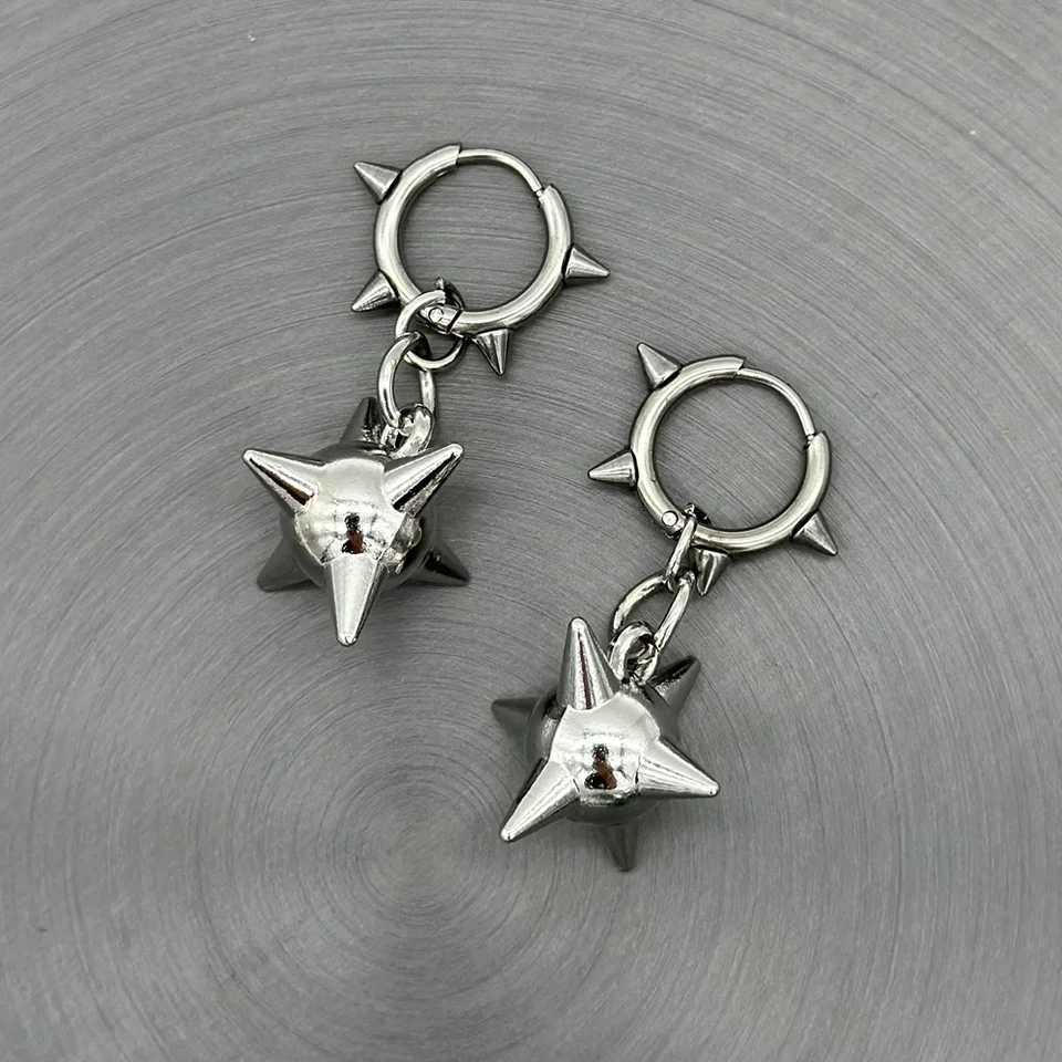 5 Styles Gothic Y2K Spiked Ball Drop Earrings Grunge Aesthetic Morning Star Rivet Hoop Earrings for Women Men Punk Rock JewelryW251029