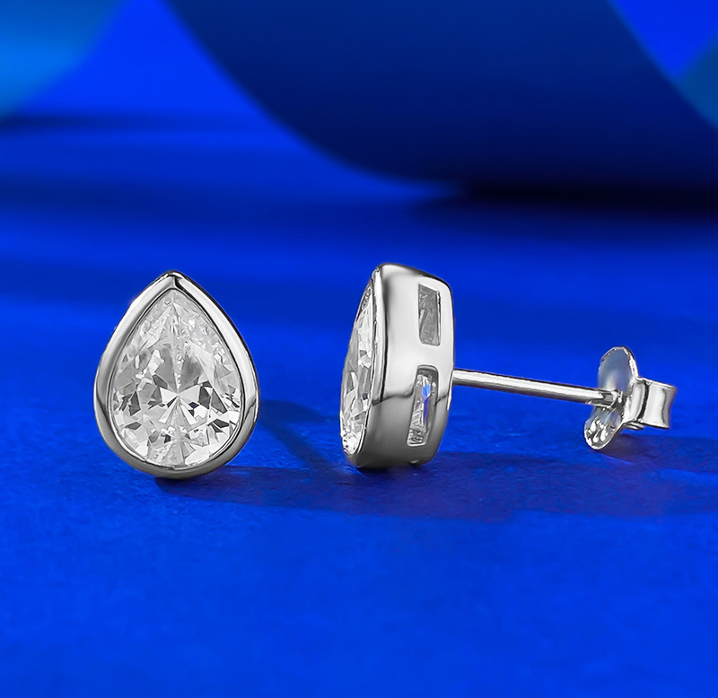 Rulalei Stud Earrings Luxury Jewelry Pure 100% 925 Sterling Silver Water Drop White Lab Moissanite Diamond Gemstones Party Elegant Women Wedding Earri - view 9