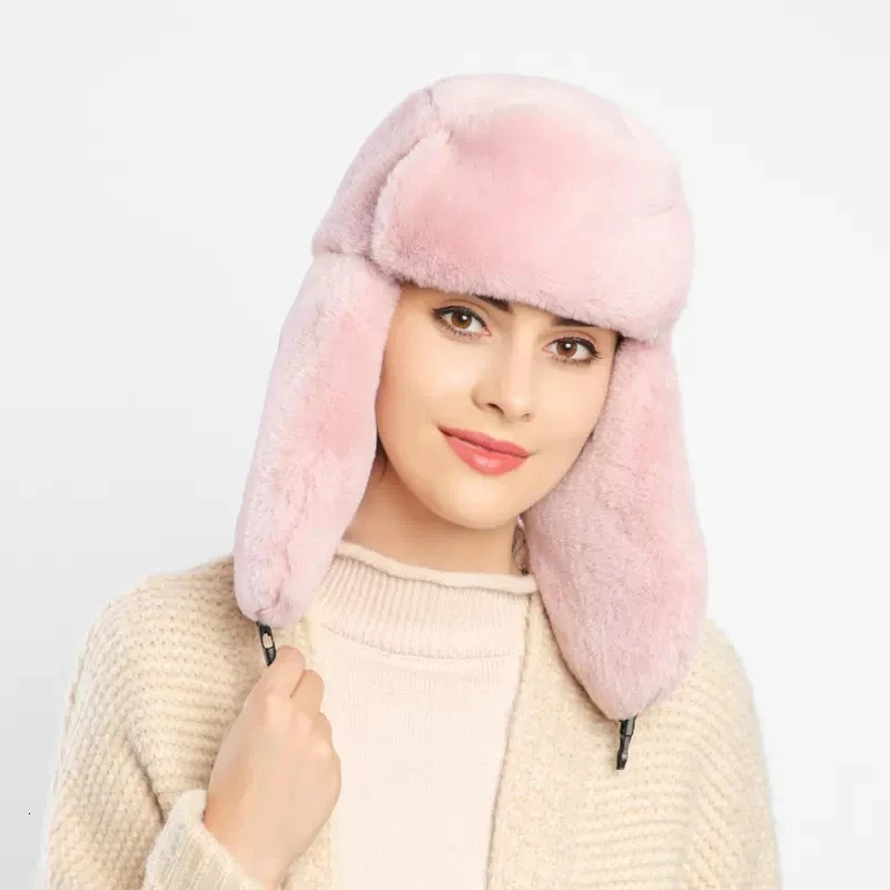 Womens Hat Winter HaTt Ushanka for Female Thicken Cold Cap Warm Windbreak Pilot with Earflaps 251013