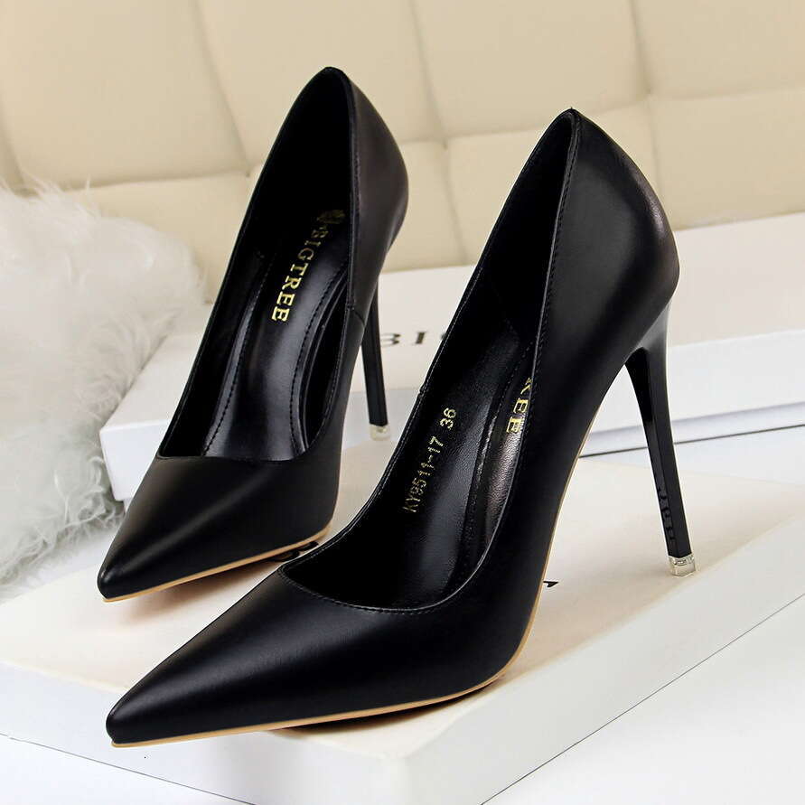 Korean Style Elegant Designer Shoe Women's Trendy Simple Slimming Stiletto Super High Heels Pointed Toe Shallow Mouth Sexy Single Shoes
