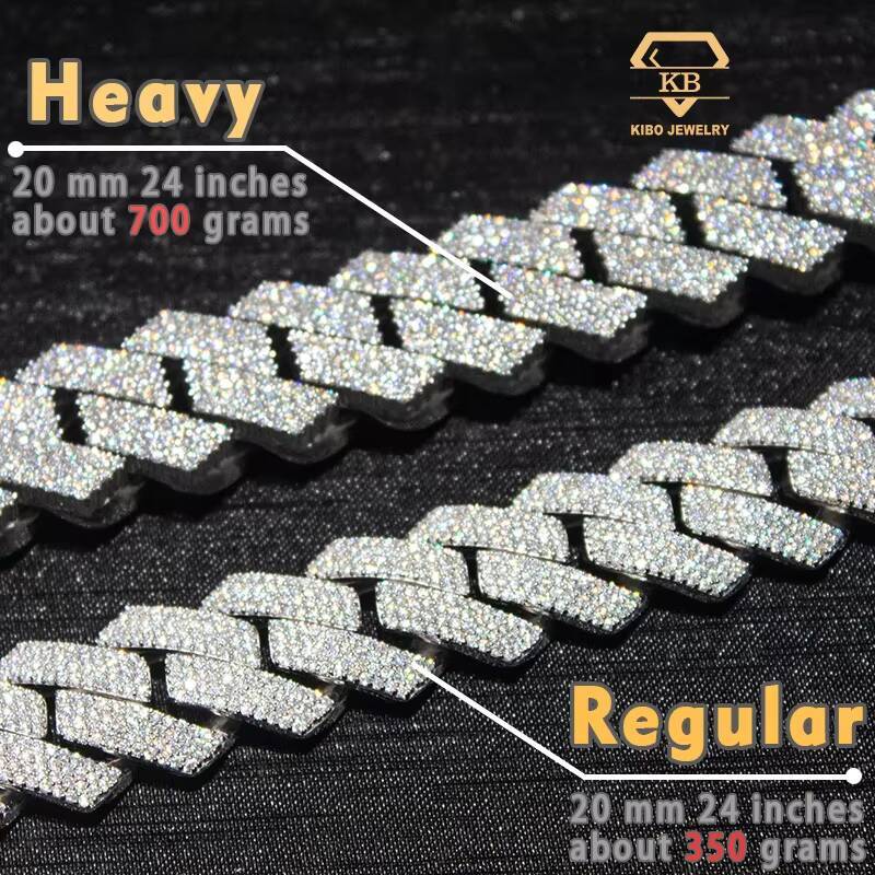 Moissanite Cuban Chain Big 20mm 925 Sterling Silver Rose Gold VVS Moissanite Diamond Hip Hop Moissanite Cuban Link Chain for Men