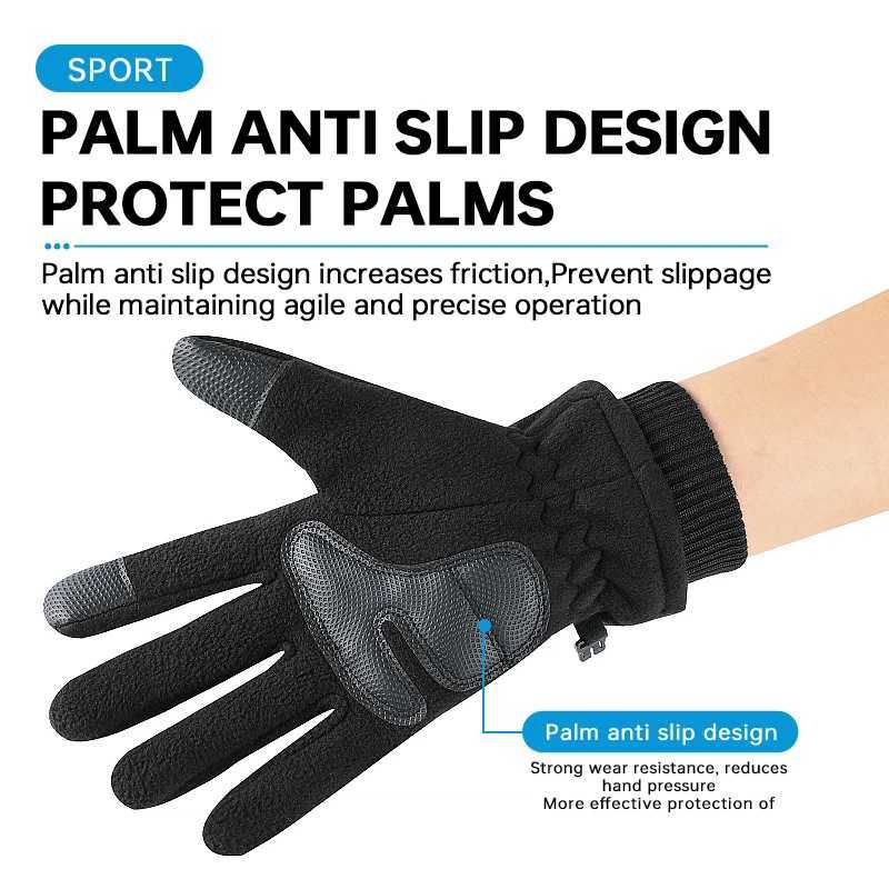 Winter Thermal Cycling Gloves For Men Touch Screen Nonslip Windproof Bicycle Motorcycle Gloves Outdoor Polar Fleece Ski Gloves J251029