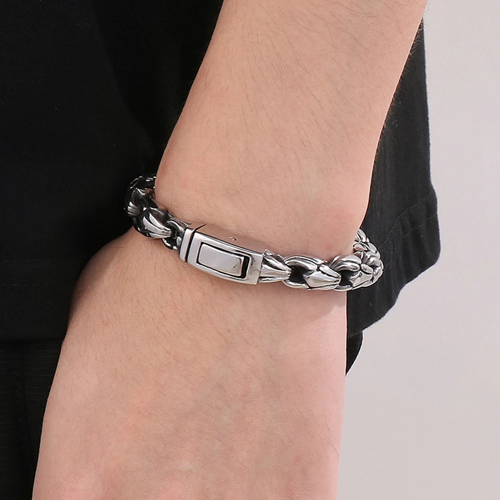 10MM Width Sunflower Seeds Style Chain Man Bracelet for Men Gold Color Polished Stainless Steel Male Bracelets Wrist Jewelry 251028