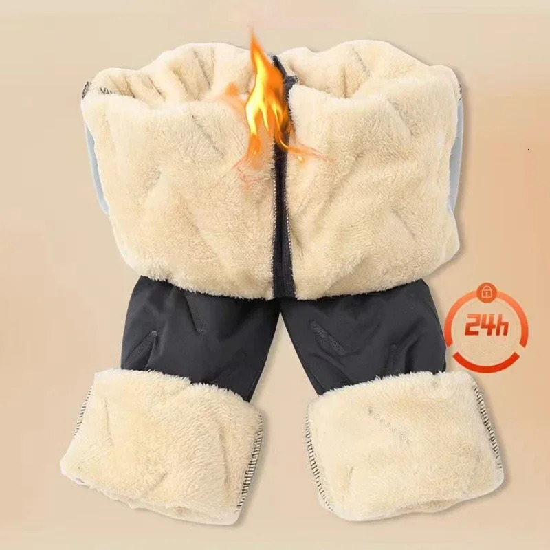 Womens Plush Thick Fleece Lined Sweatpants Straightleg Waterproof Pants Outdoor Windproof Outerwear Thermal Trousers 251029