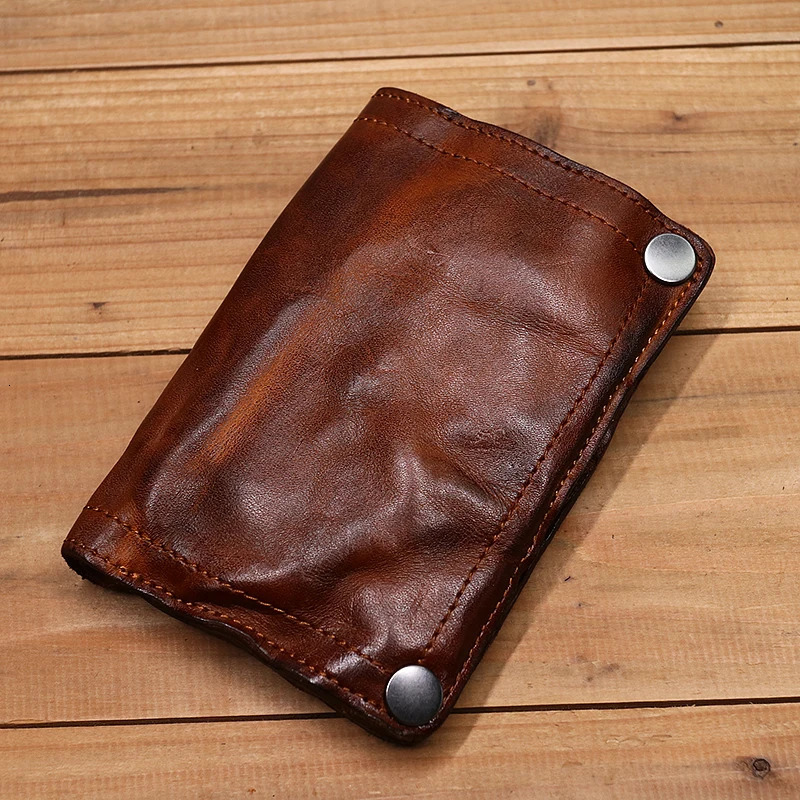 100 Genuine Leather Wallet For Men Vintage Wrinkled Short Bifold Man Purse Credit Card Holder With Zipper Coin Pocket Money Bag 251029