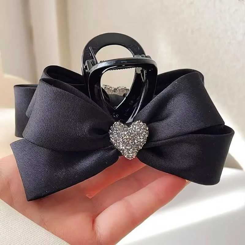 Elegant Temperament Fabric Bow Hair Clip For Woman Rhinestone Love Shark Clip Fashion Girl Ponytail Hair Clamp Hair AccessoriesW251028