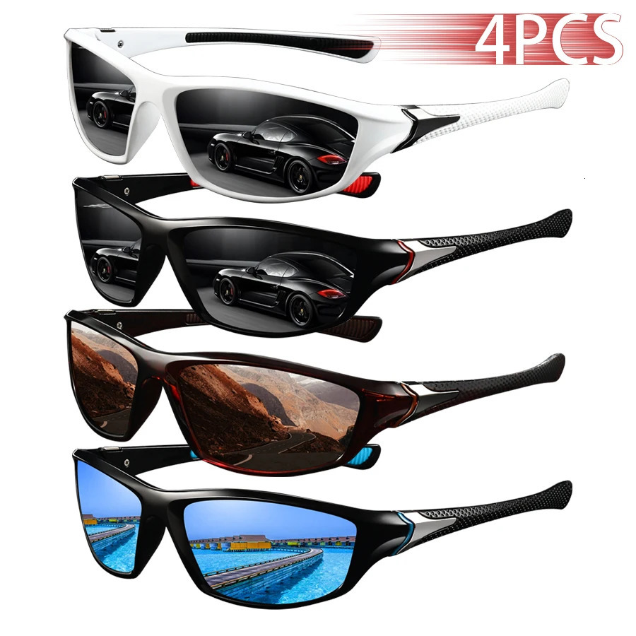 4 PCS Fashion Vintage Driving Fishing Cycling Sports Sunglasses Men Women Running Mountaineering Sport Sun Glasses UV400 Eyewear 251013