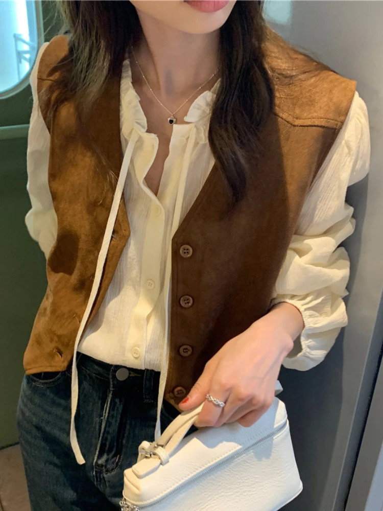 Fashion Vests Women Spring Autumn Coat Allmatch Cleanfit Casual Temper Korean Fashion Preppy Harajuku Streetwear Womens Chic 251029