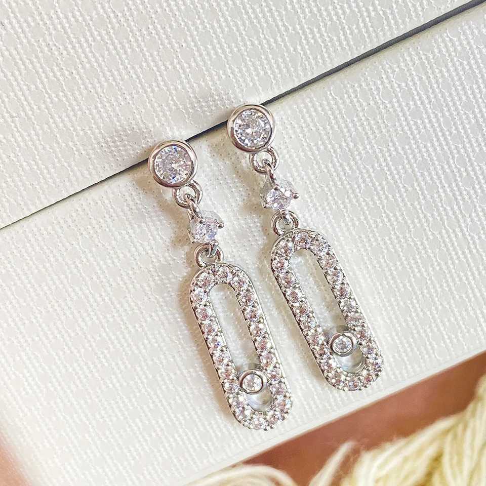 UILZ High Quality 11 Paper Clip Restoratio Stud Earrings For Women Exquisite AAA Zircon Shiny Earrings Party Jewelry Gift NEWW251029