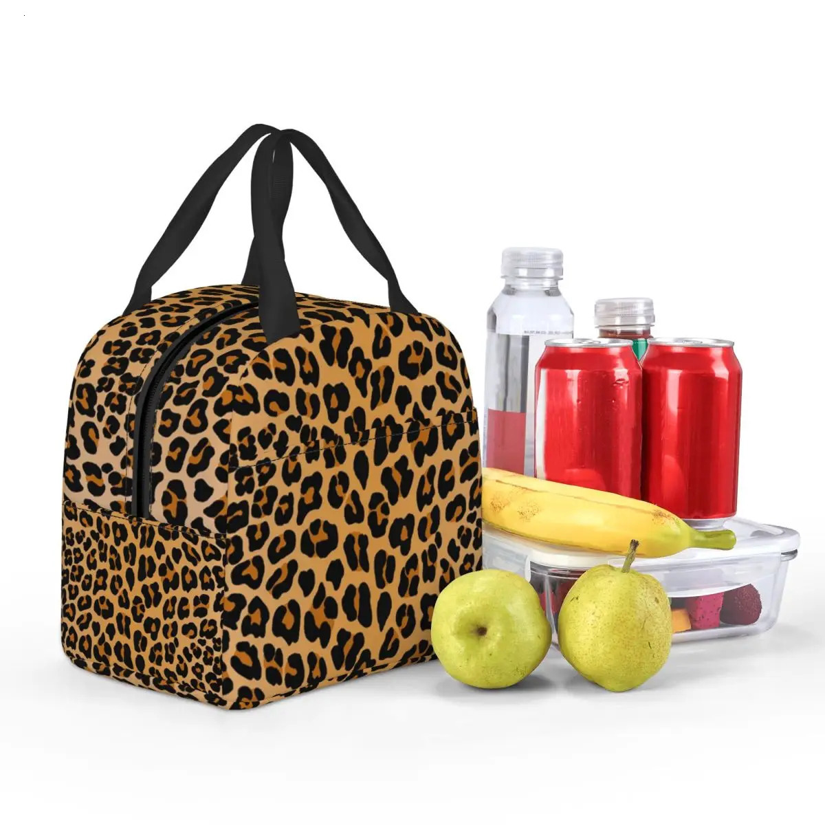 Custom Leopard Print Portable Lunch Boxes Women Leakproof Animal Fur Pattern Cooler Thermal Food Insulated Lunch Bag Student 251029